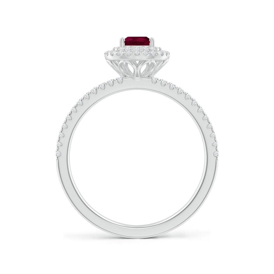 6x4mm A Split Shank Pear Ruby and Diamond Double Halo Ring in White Gold side-1