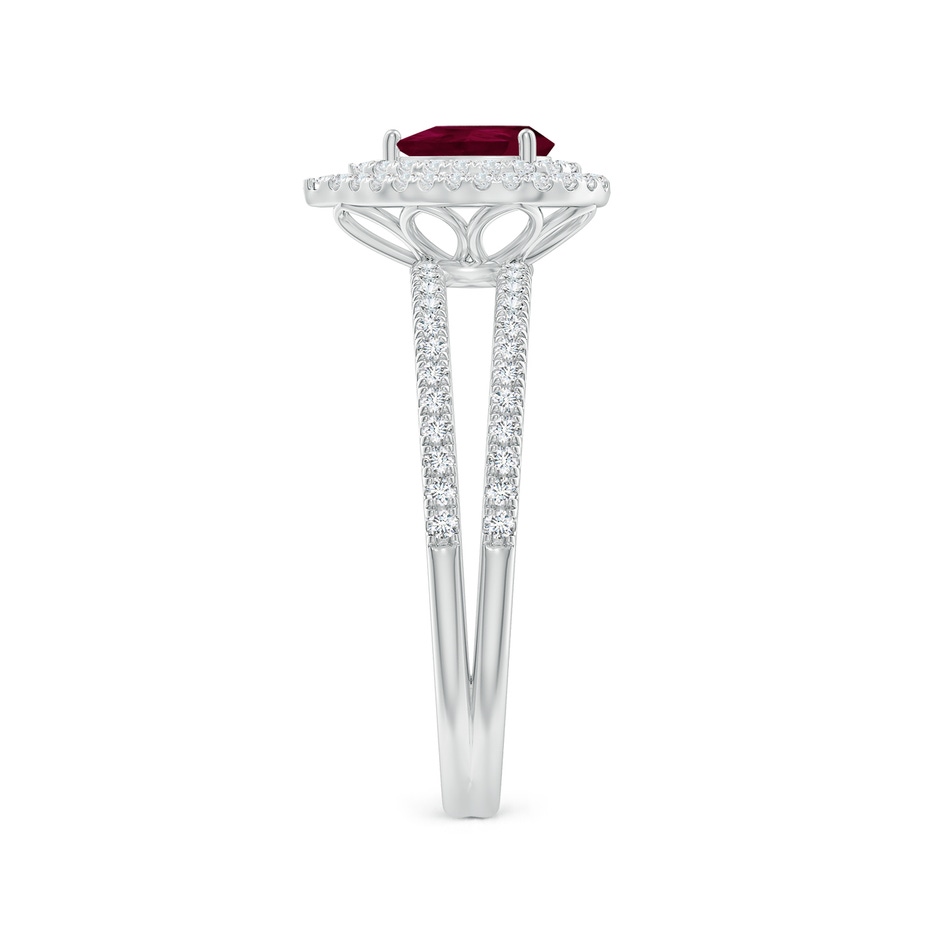 6x4mm A Split Shank Pear Ruby and Diamond Double Halo Ring in White Gold side-2
