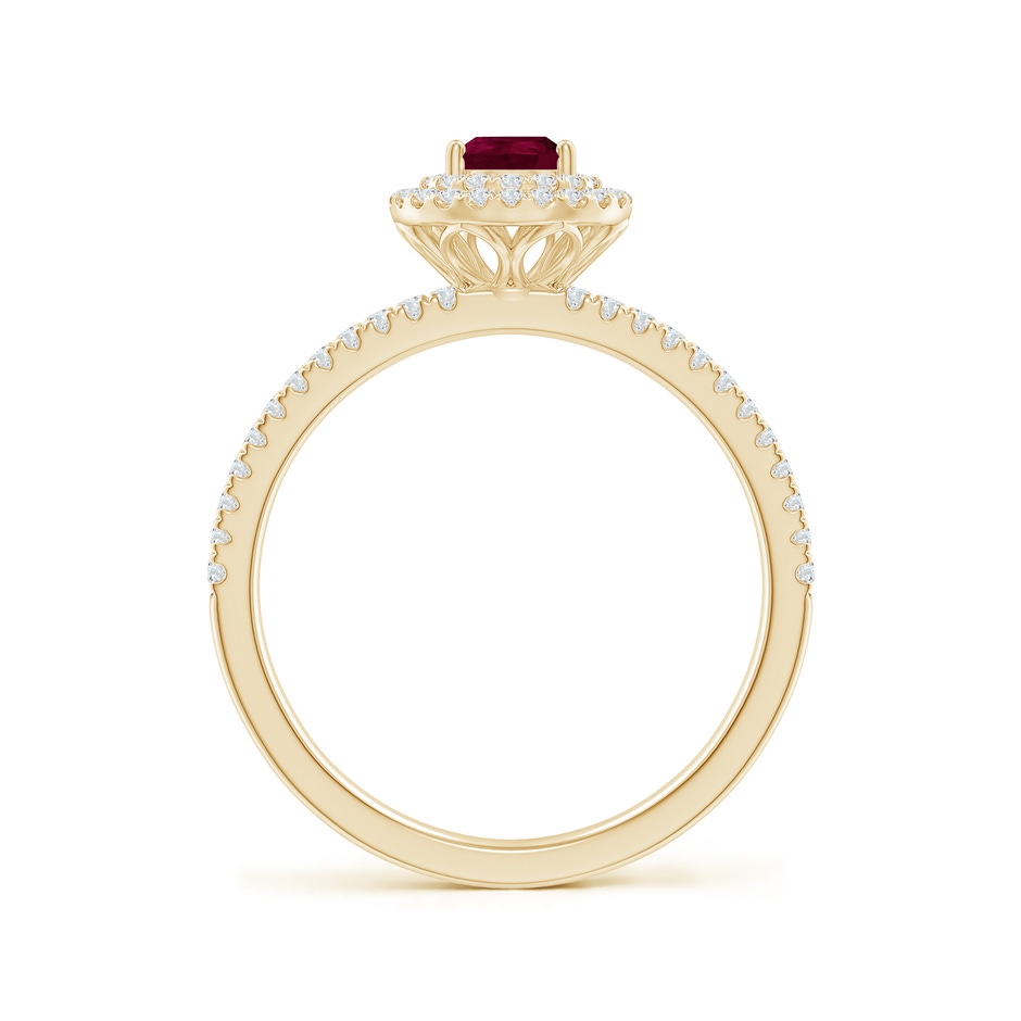 6x4mm A Split Shank Pear Ruby and Diamond Double Halo Ring in Yellow Gold side-1