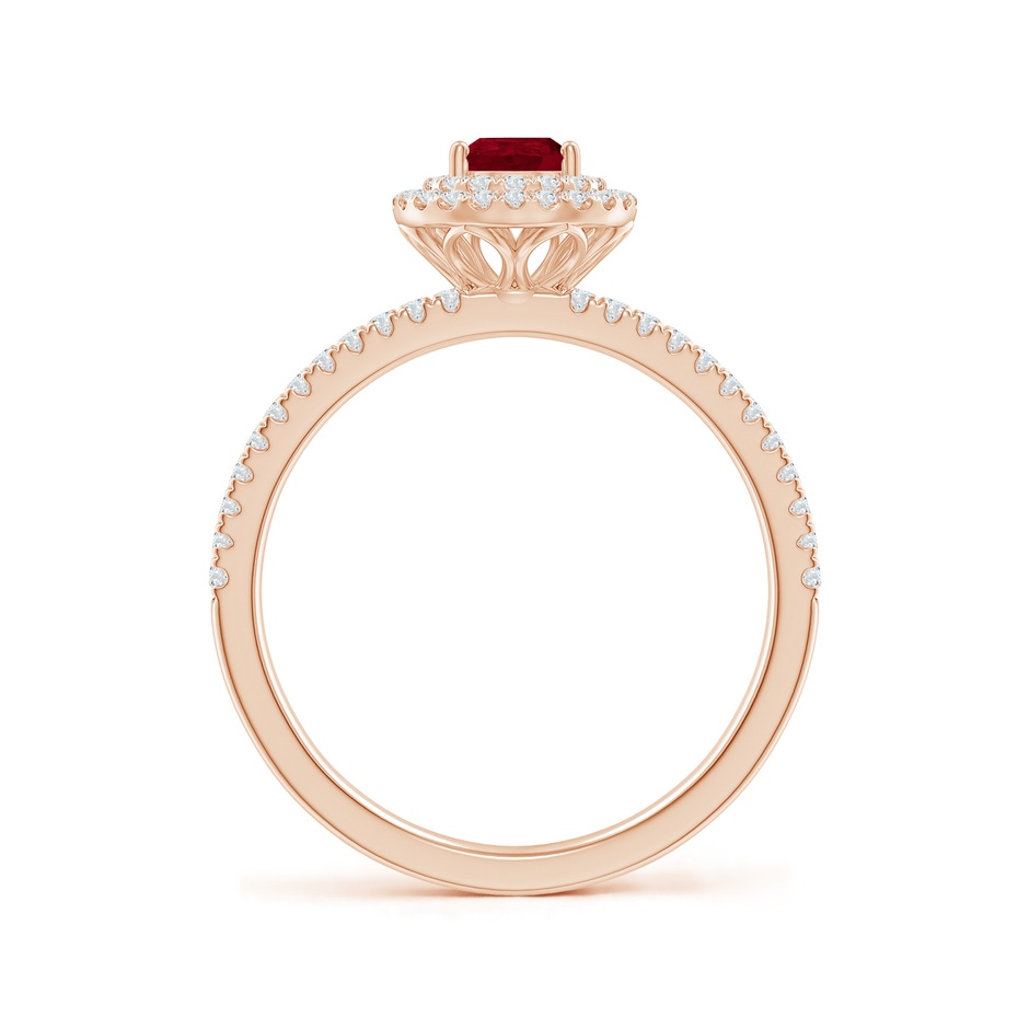 6x4mm AA Split Shank Pear Ruby and Diamond Double Halo Ring in Rose Gold side-1