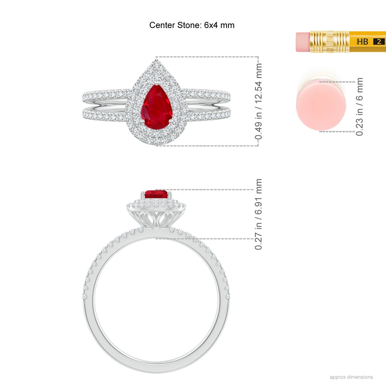 AAA - Ruby / 0.81 CT / 14 KT White Gold