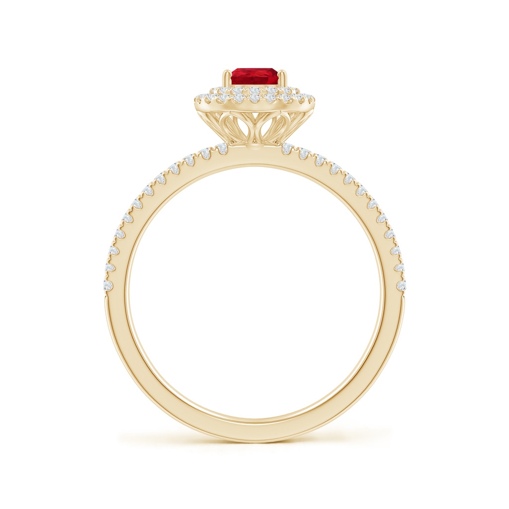 6x4mm AAA Split Shank Pear Ruby and Diamond Double Halo Ring in Yellow Gold - side_1