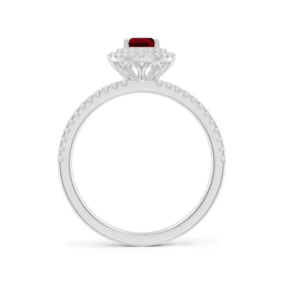 6x4mm AAAA Split Shank Pear Ruby and Diamond Double Halo Ring in P950 Platinum side-1