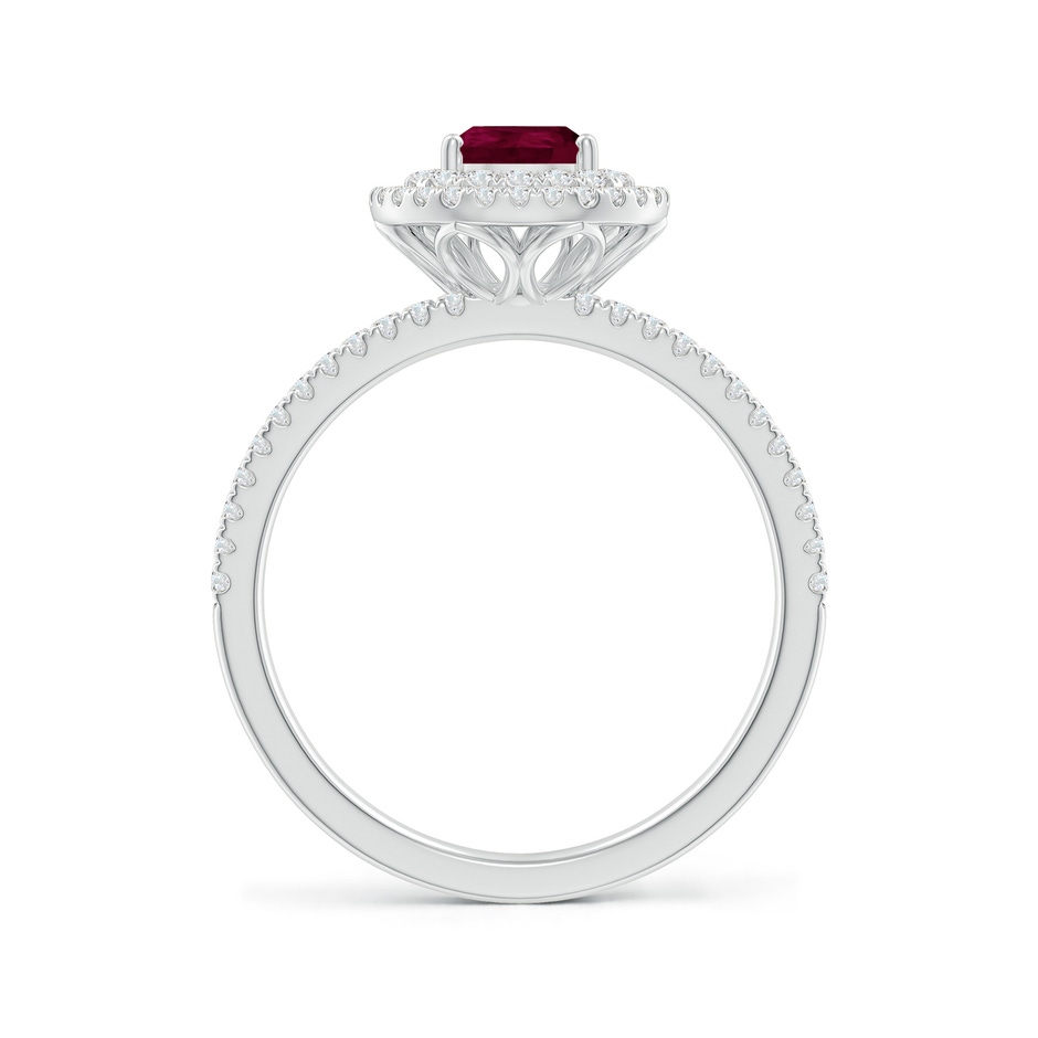 7x5mm A Split Shank Pear Ruby and Diamond Double Halo Ring in White Gold side-1