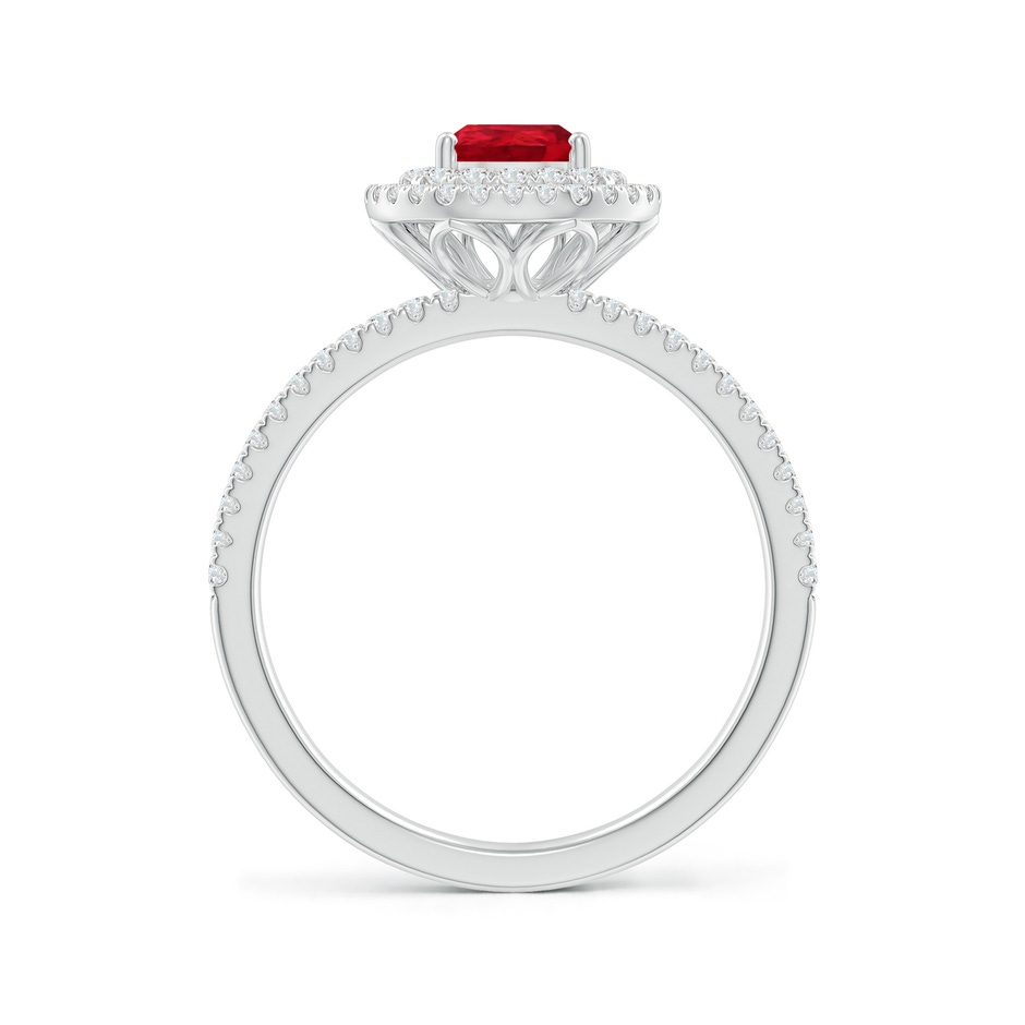 7x5mm AAA Split Shank Pear Ruby and Diamond Double Halo Ring in P950 Platinum side-1