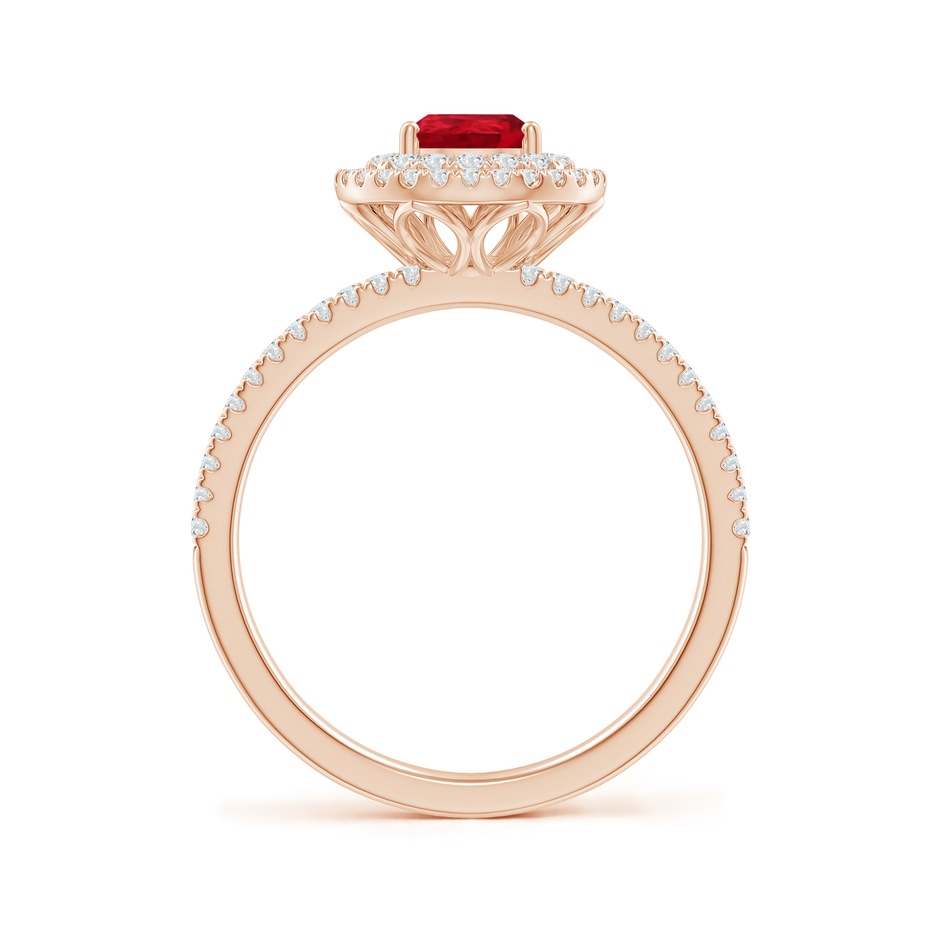 7x5mm AAA Split Shank Pear Ruby and Diamond Double Halo Ring in Rose Gold side-1