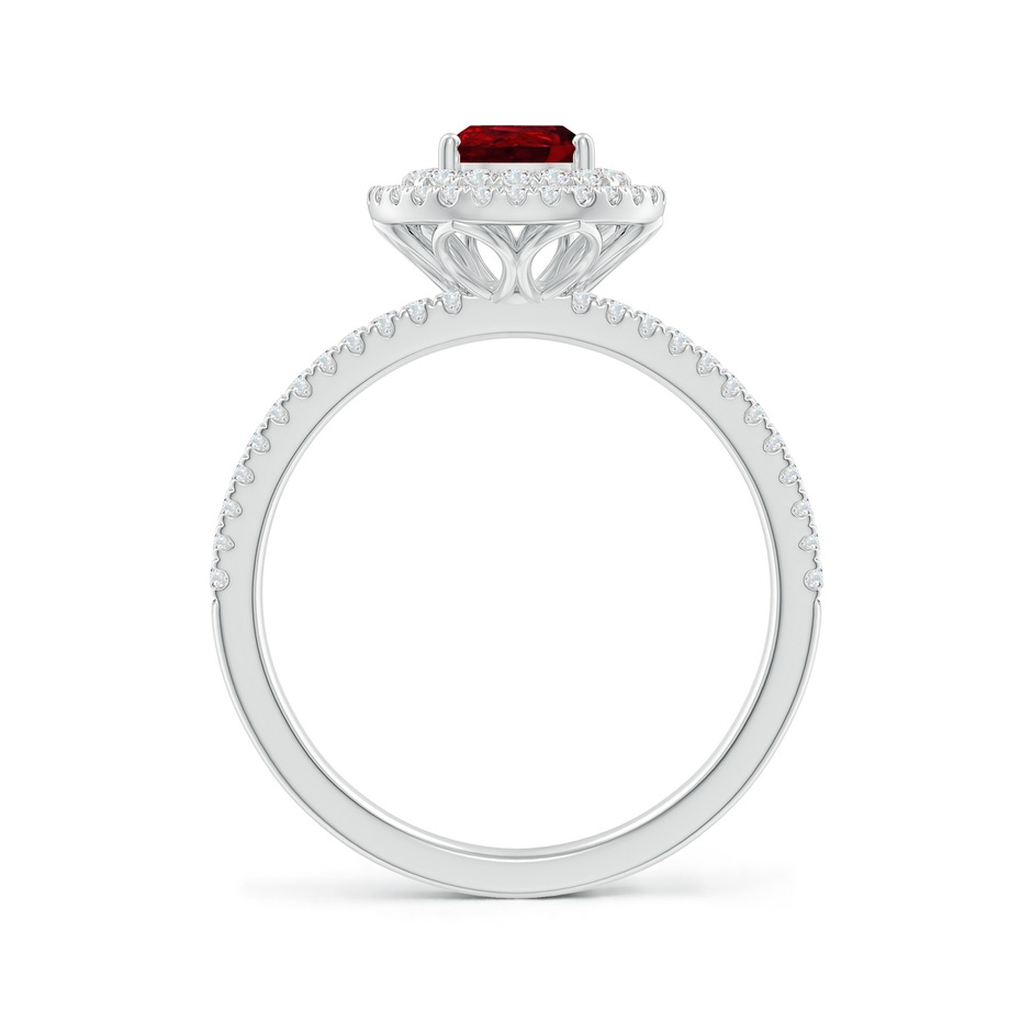 7x5mm AAAA Split Shank Pear Ruby and Diamond Double Halo Ring in White Gold side-1