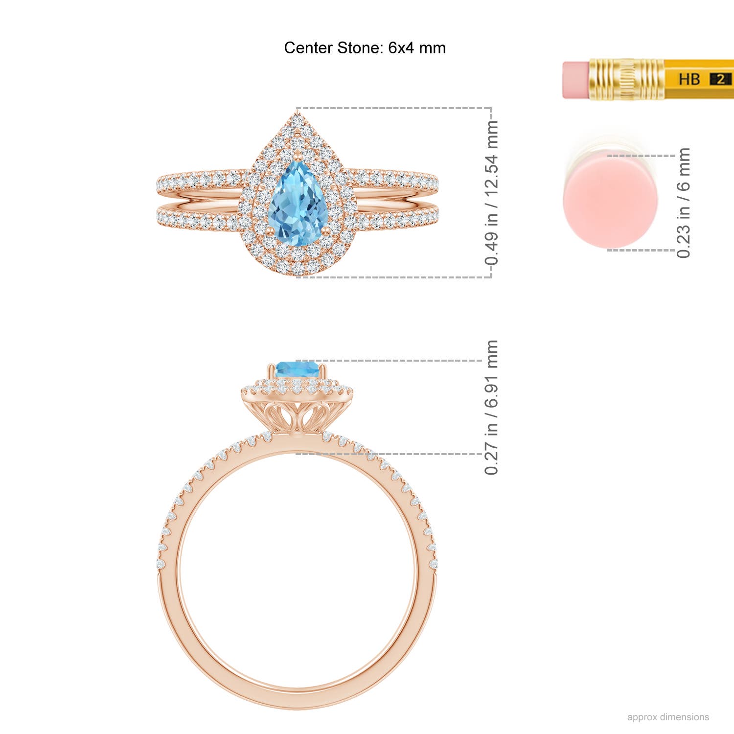 A - Swiss Blue Topaz / 0.89 CT / 14 KT Rose Gold