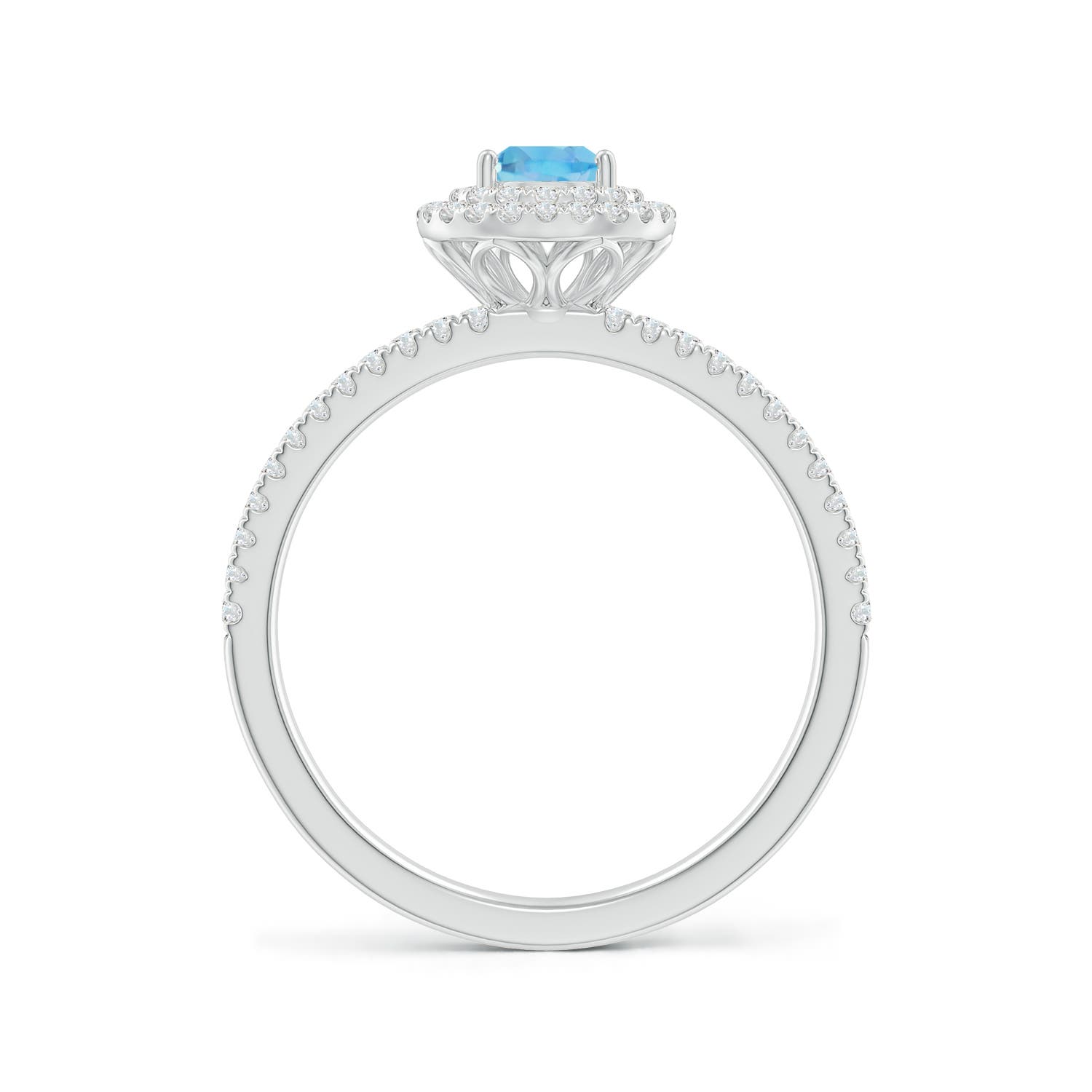 A - Swiss Blue Topaz / 0.89 CT / 14 KT White Gold