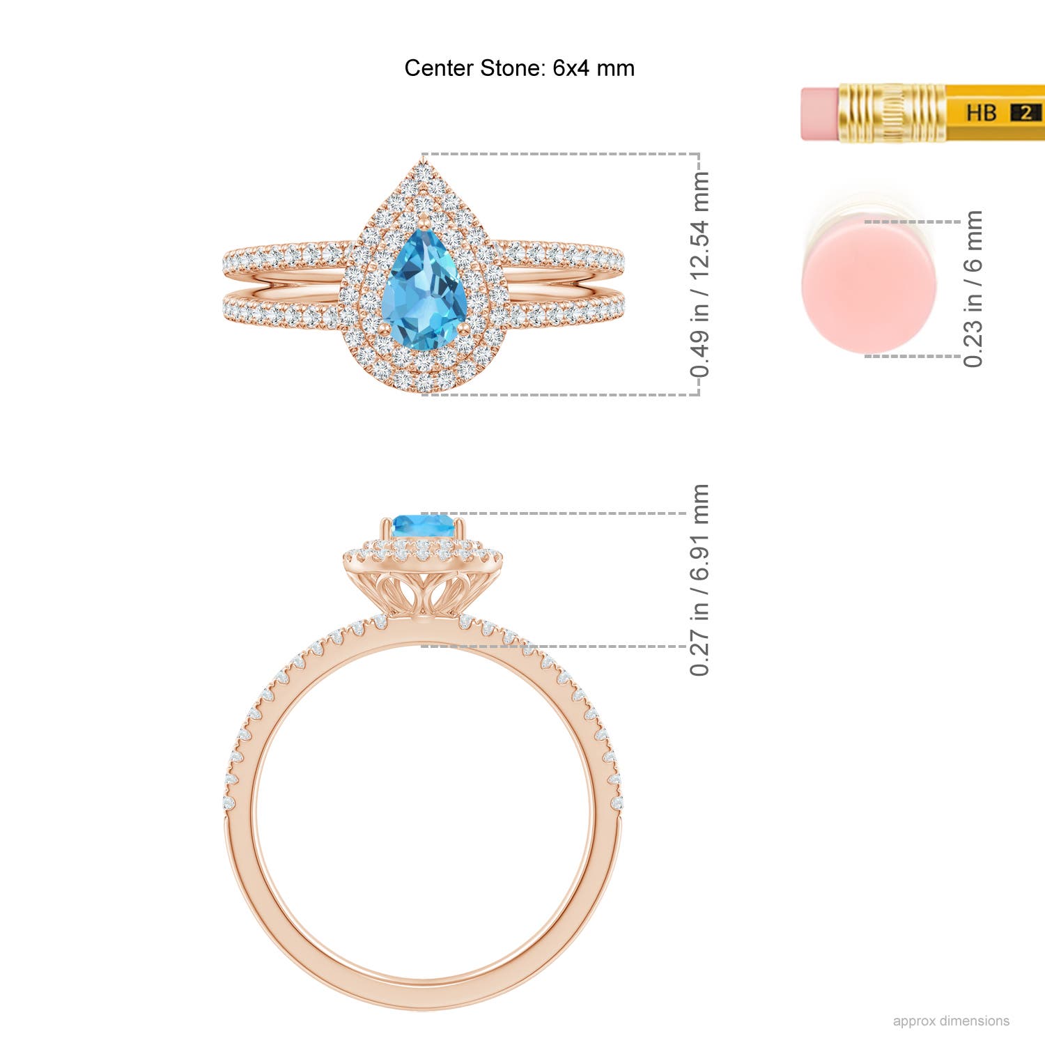 AA - Swiss Blue Topaz / 0.89 CT / 14 KT Rose Gold