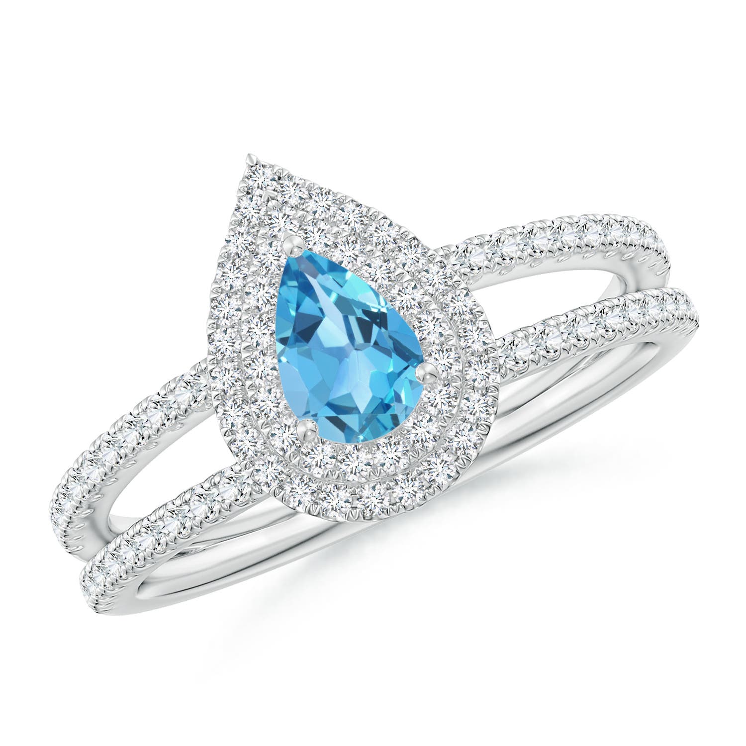 AA - Swiss Blue Topaz / 0.89 CT / 14 KT White Gold