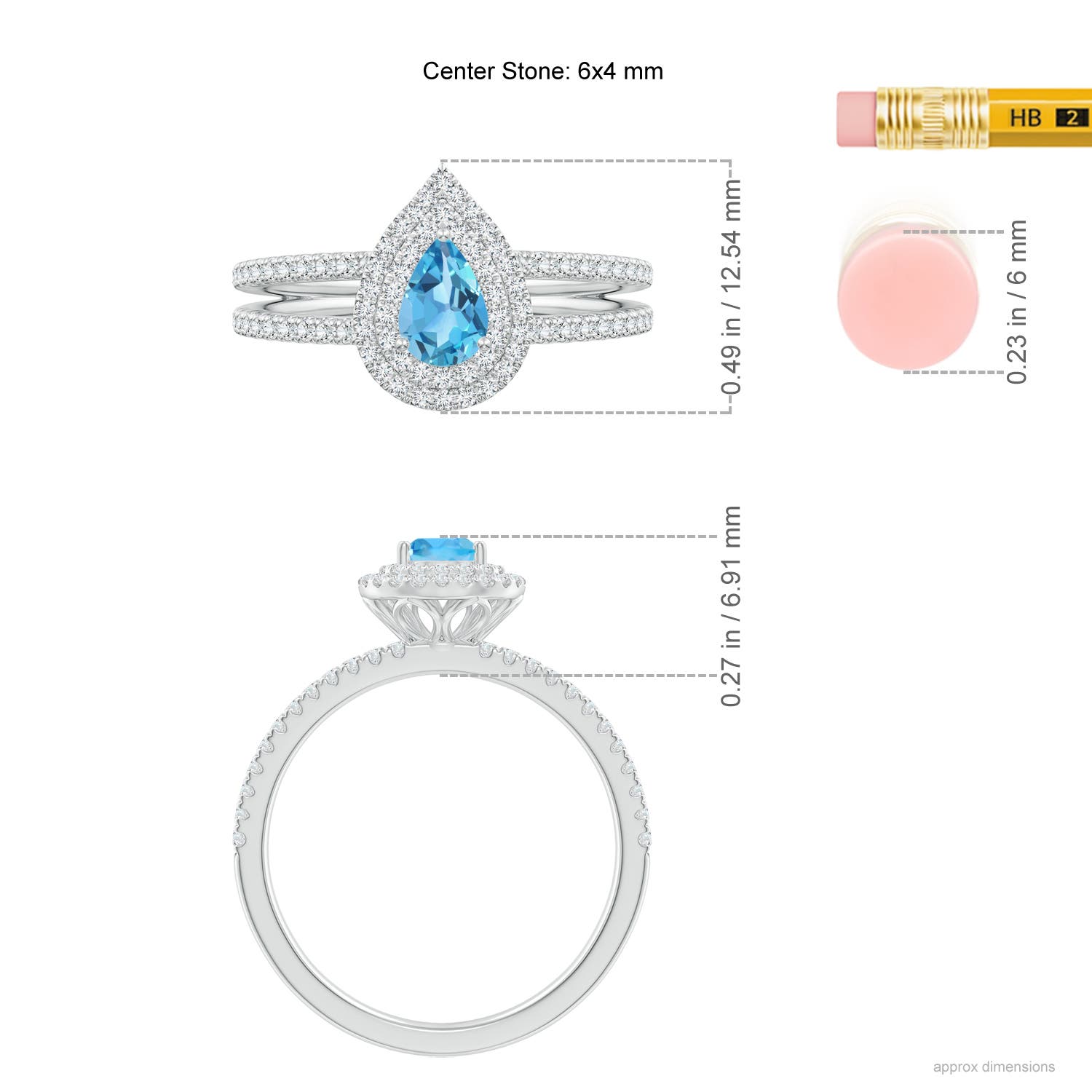 AA - Swiss Blue Topaz / 0.89 CT / 14 KT White Gold