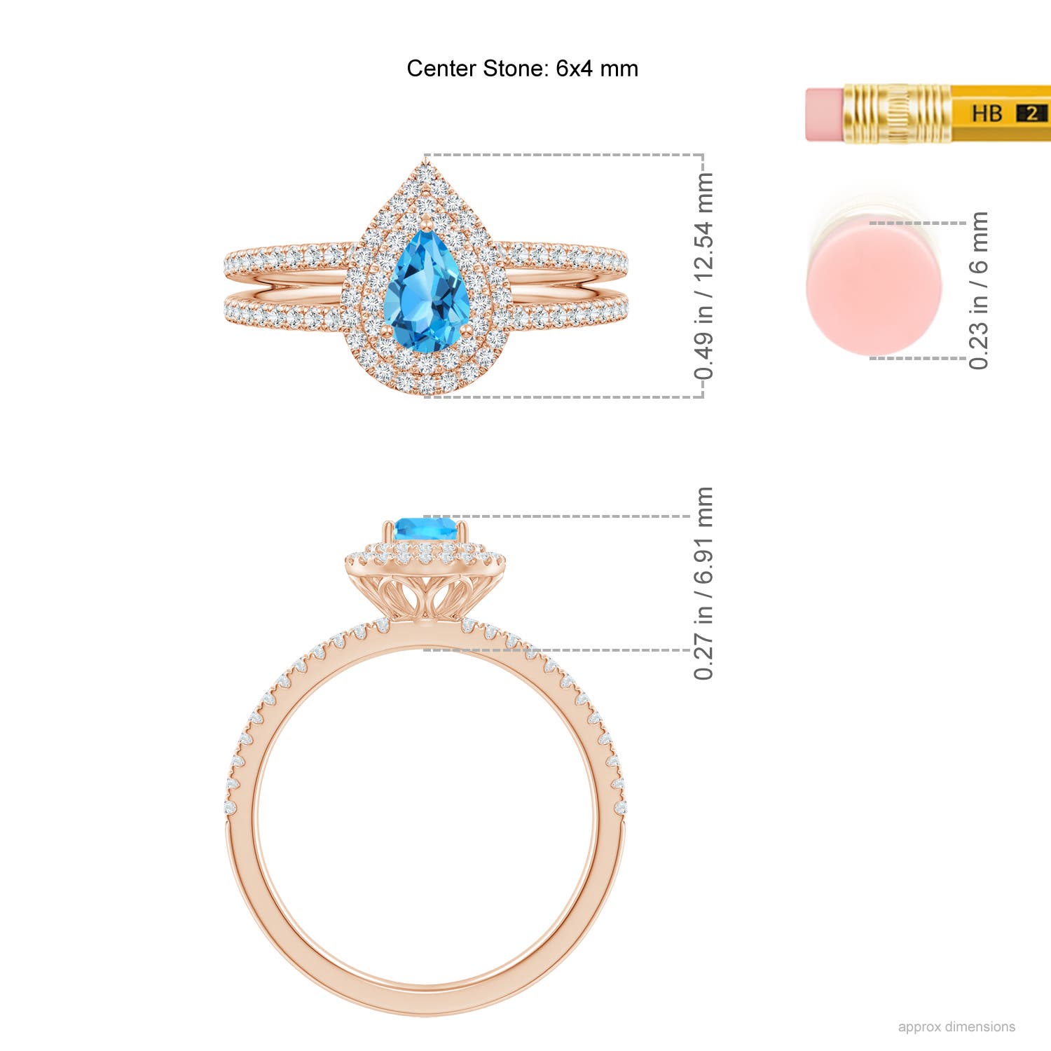 AAA - Swiss Blue Topaz / 0.89 CT / 14 KT Rose Gold