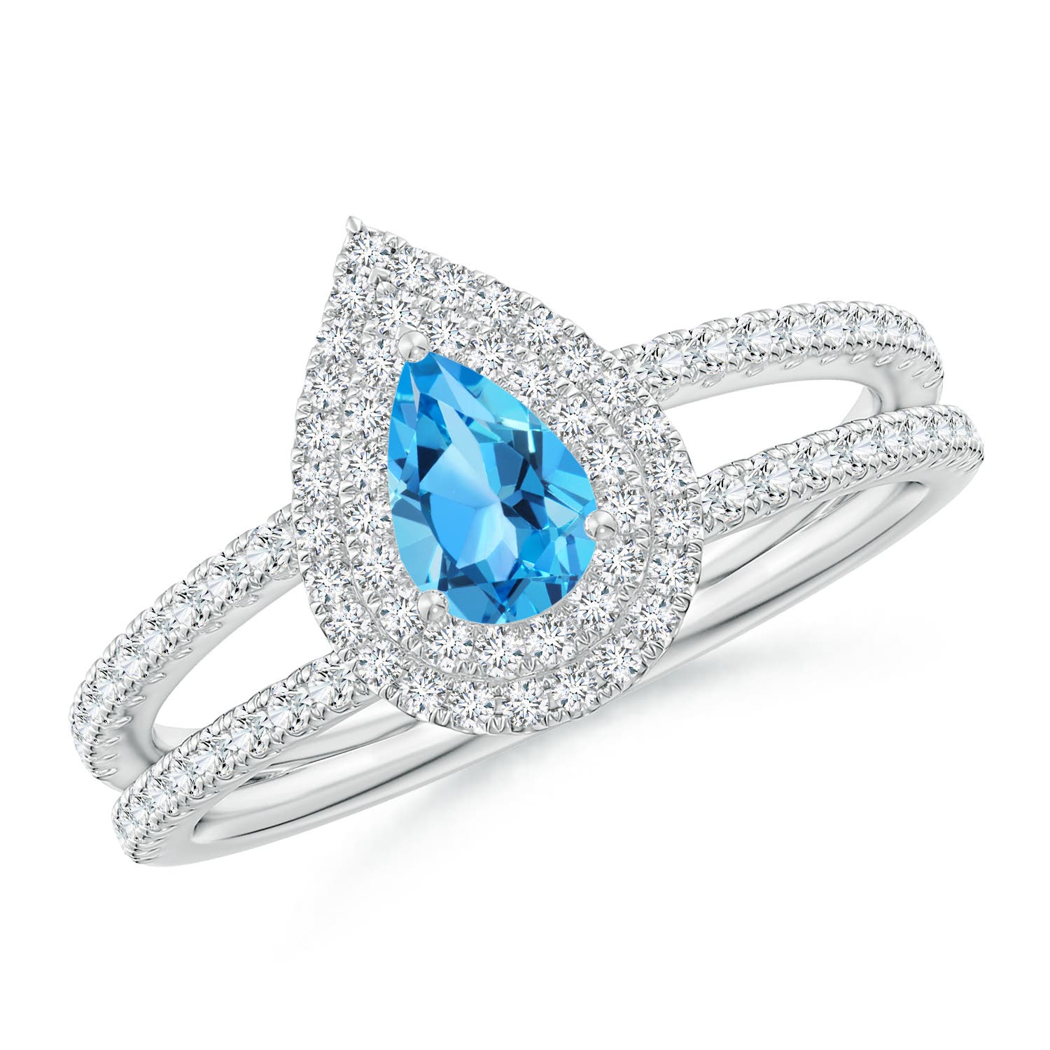 AAA - Swiss Blue Topaz / 0.89 CT / 14 KT White Gold