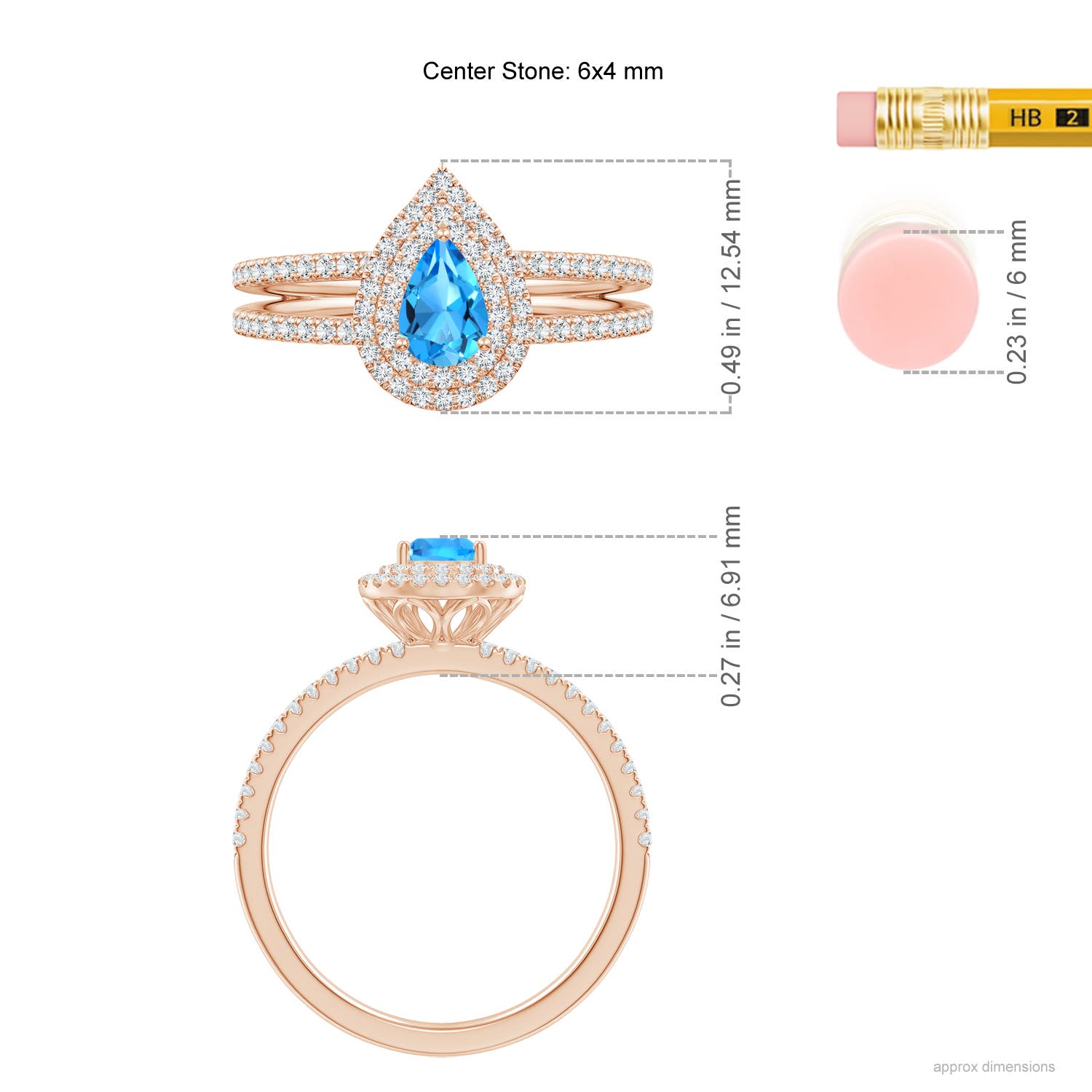 AAAA - Swiss Blue Topaz / 0.89 CT / 14 KT Rose Gold