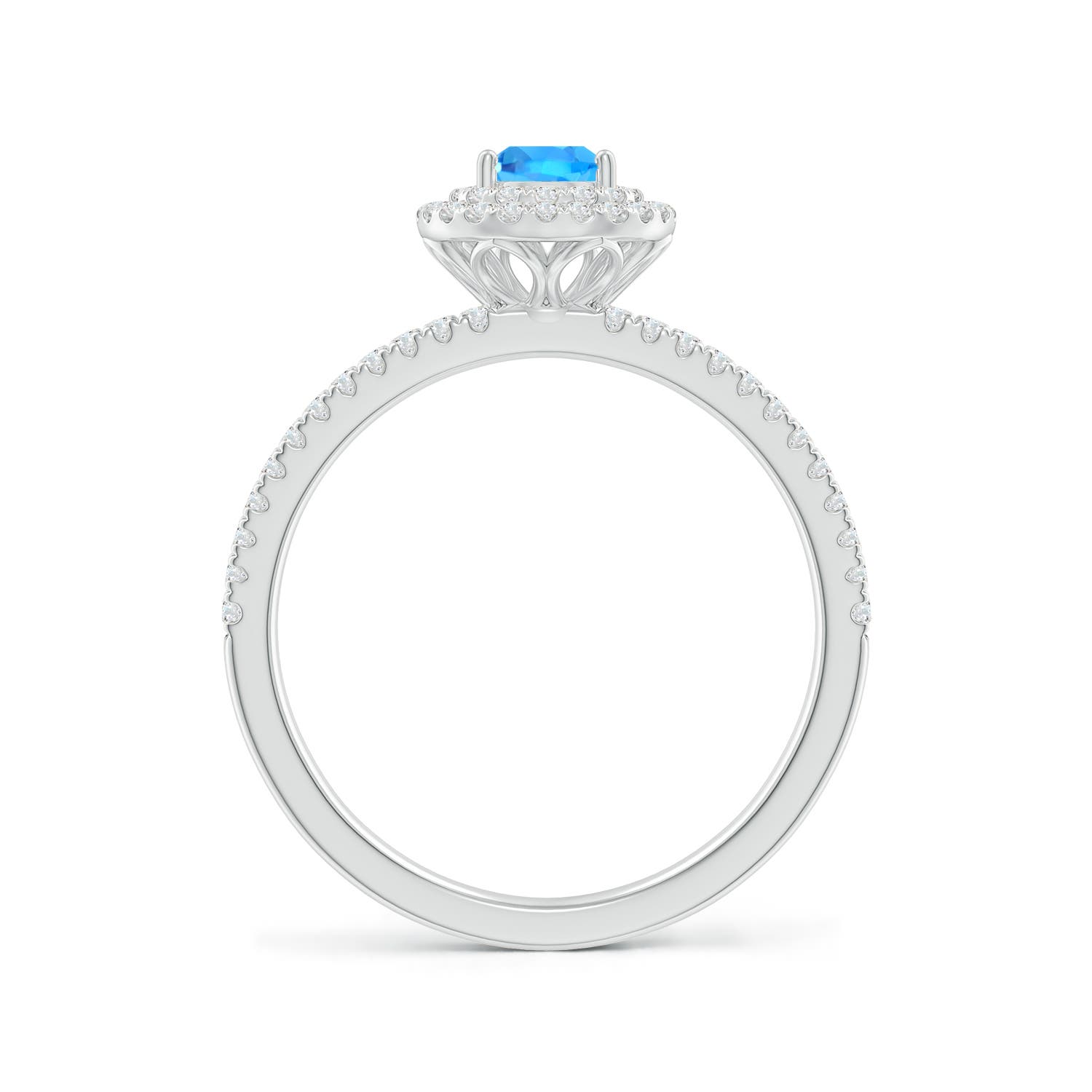 AAAA - Swiss Blue Topaz / 0.89 CT / 14 KT White Gold