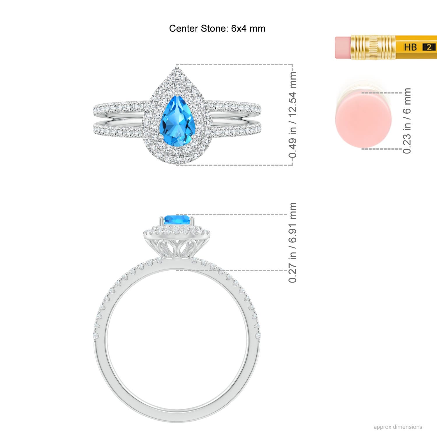 AAAA - Swiss Blue Topaz / 0.89 CT / 14 KT White Gold