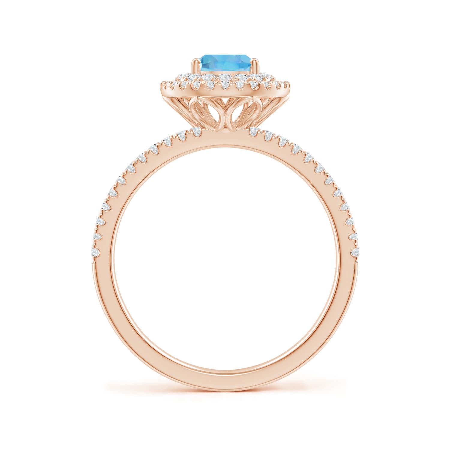 A - Swiss Blue Topaz / 1.22 CT / 14 KT Rose Gold