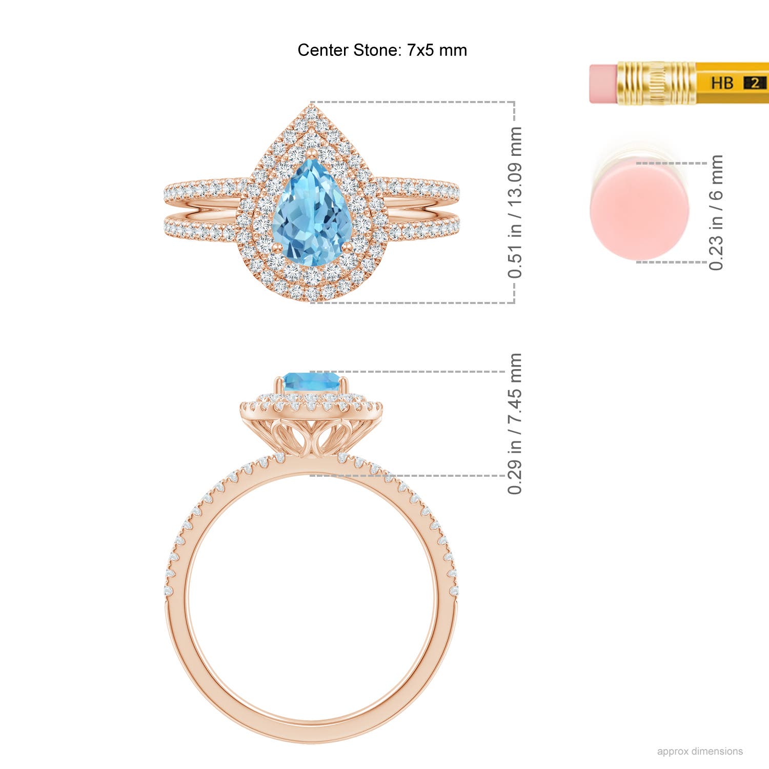 A - Swiss Blue Topaz / 1.22 CT / 14 KT Rose Gold