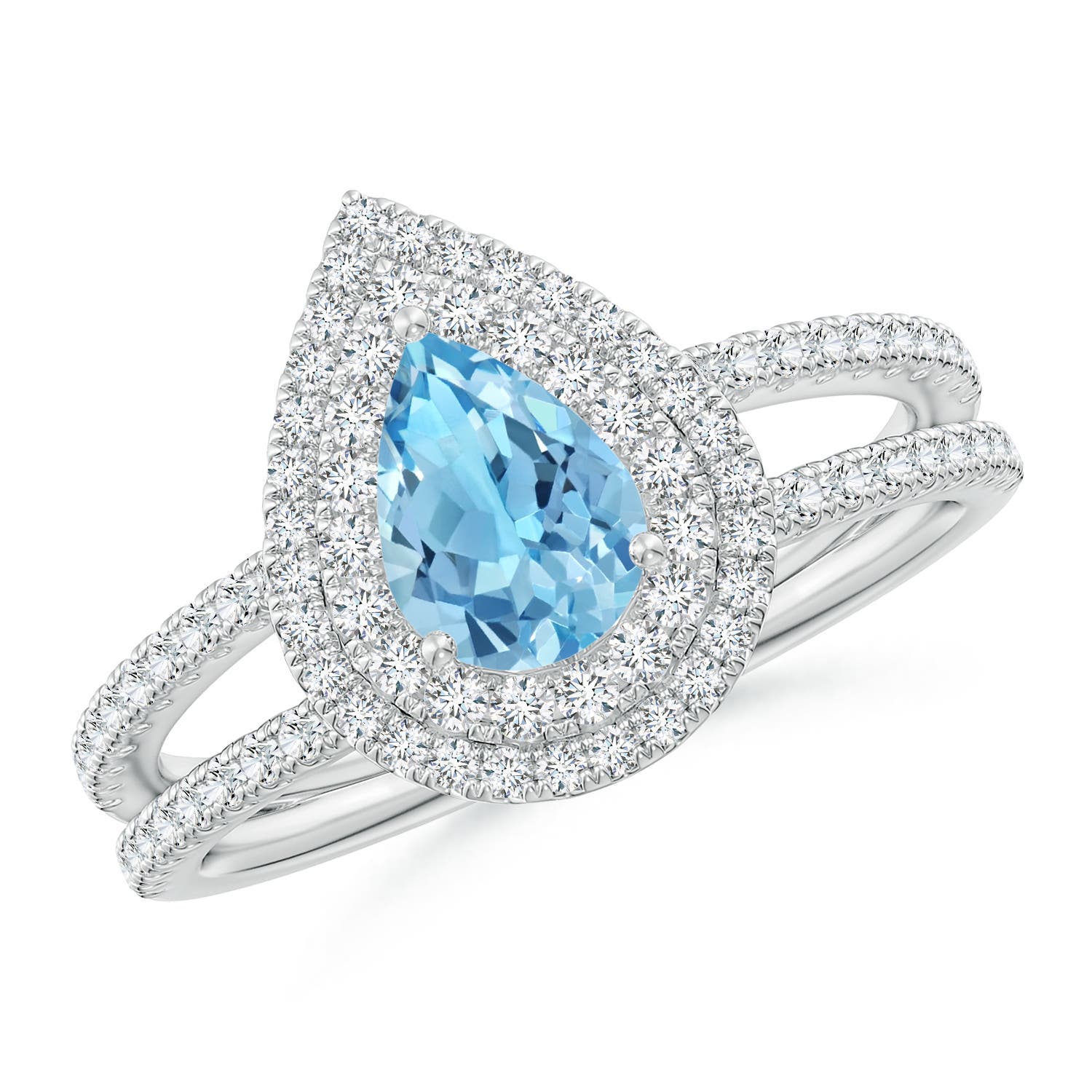 A - Swiss Blue Topaz / 1.22 CT / 14 KT White Gold