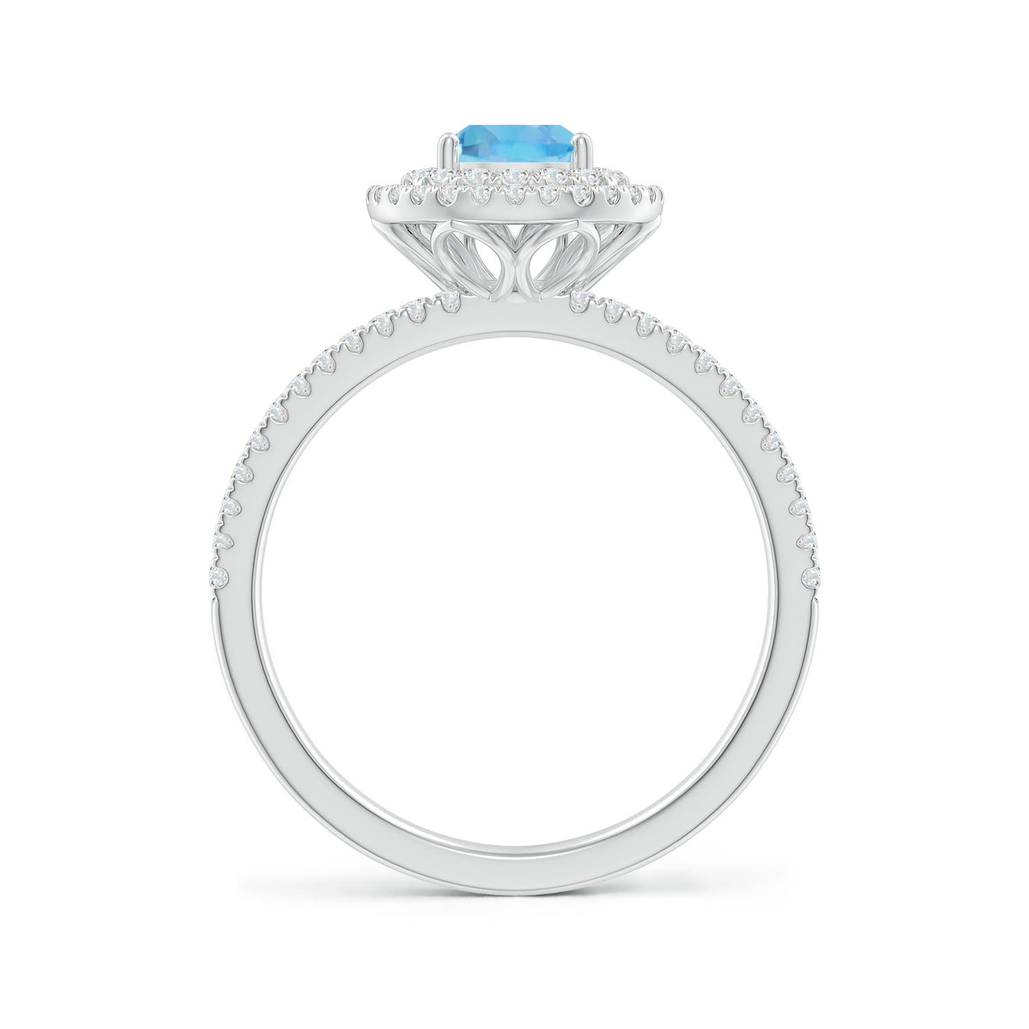 A - Swiss Blue Topaz / 1.22 CT / 14 KT White Gold