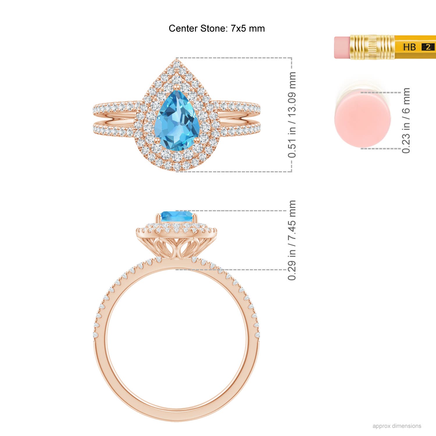 AA - Swiss Blue Topaz / 1.22 CT / 14 KT Rose Gold