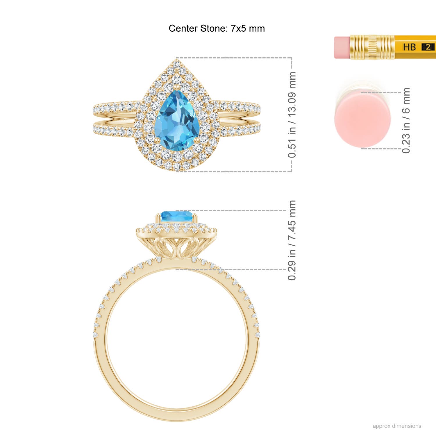 AA - Swiss Blue Topaz / 1.22 CT / 14 KT Yellow Gold