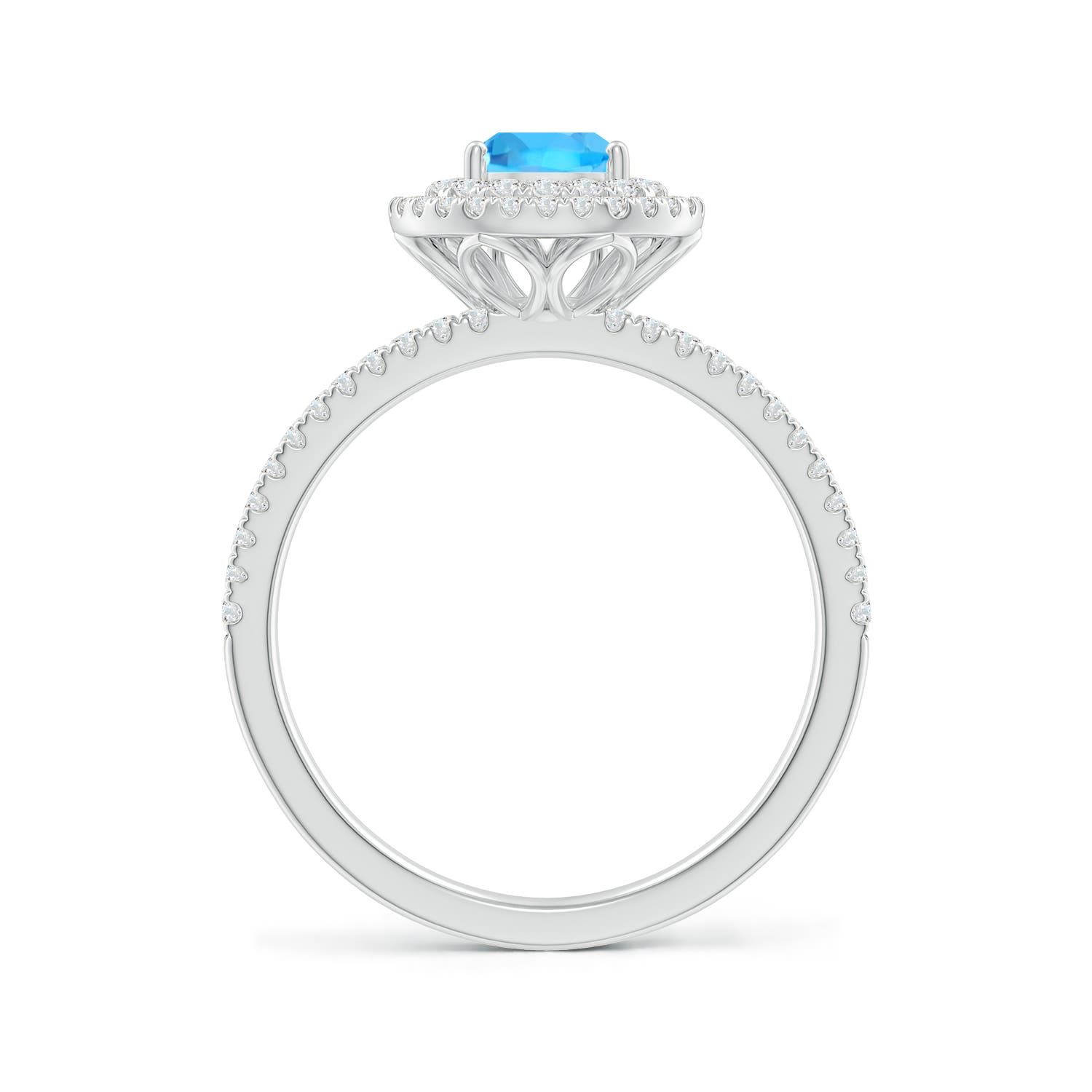 AAA - Swiss Blue Topaz / 1.22 CT / 14 KT White Gold