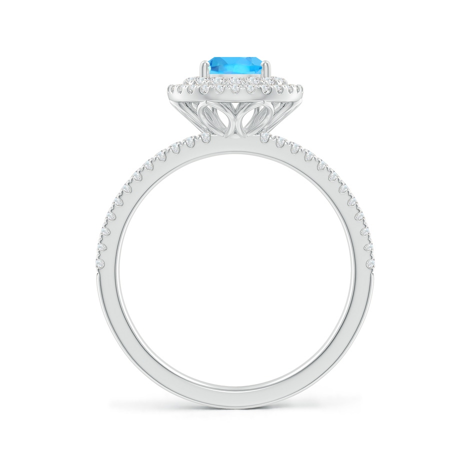 7x5mm AAA Split Shank Pear Swiss Blue Topaz and Diamond Double Halo Ring in White Gold side-1