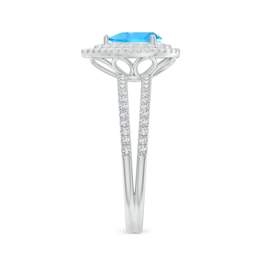 7x5mm AAA Split Shank Pear Swiss Blue Topaz and Diamond Double Halo Ring in White Gold side-2