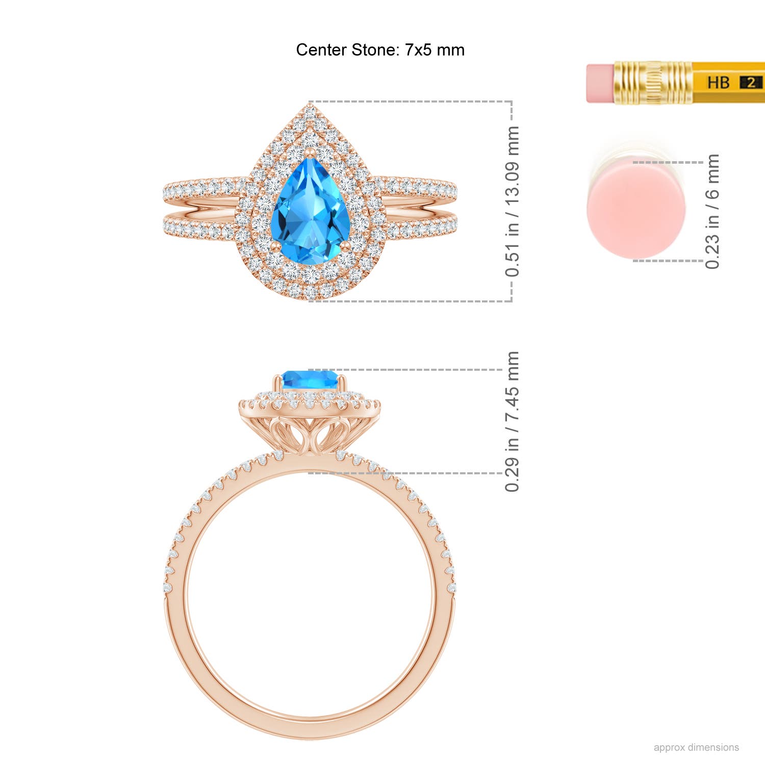 AAAA - Swiss Blue Topaz / 1.22 CT / 14 KT Rose Gold