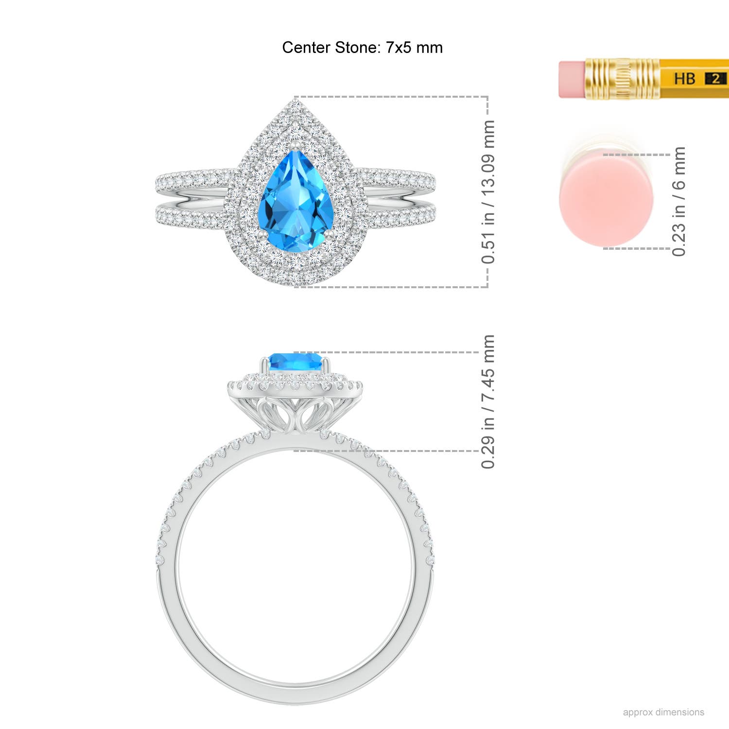 AAAA - Swiss Blue Topaz / 1.22 CT / 14 KT White Gold