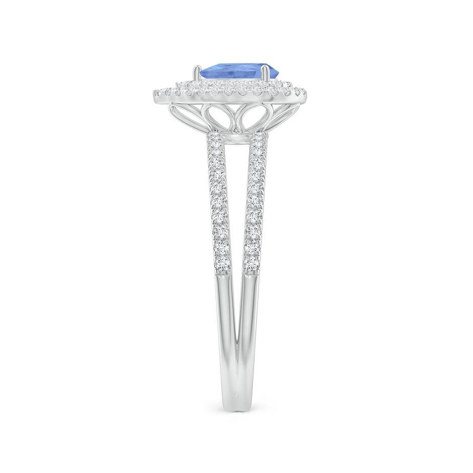 6x4mm A Split Shank Pear Tanzanite and Diamond Double Halo Ring in P950 Platinum side-2