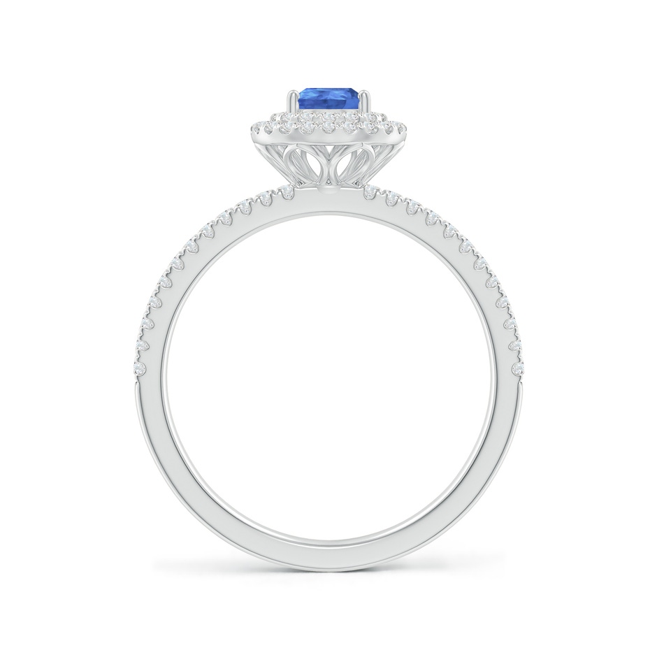 6x4mm AA Split Shank Pear Tanzanite and Diamond Double Halo Ring in White Gold side-1