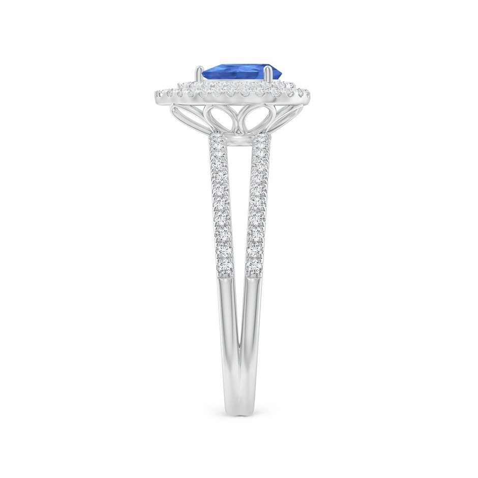 6x4mm AA Split Shank Pear Tanzanite and Diamond Double Halo Ring in White Gold side-2