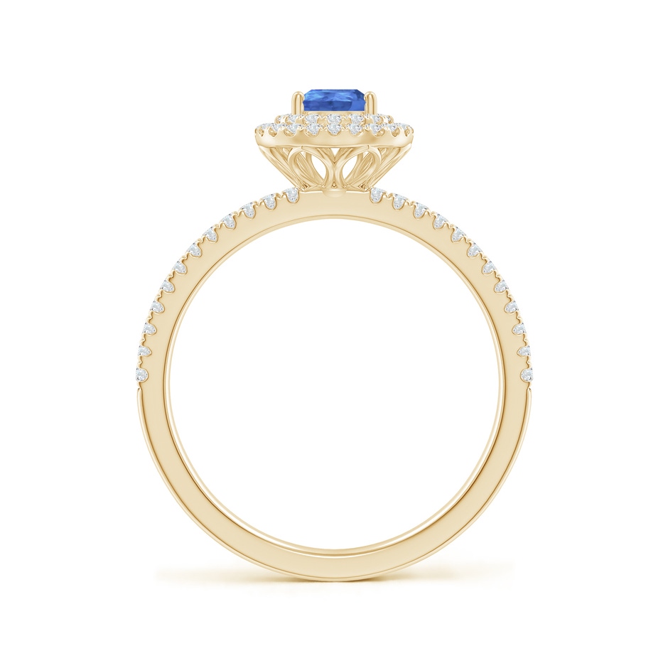 6x4mm AA Split Shank Pear Tanzanite and Diamond Double Halo Ring in Yellow Gold side-1