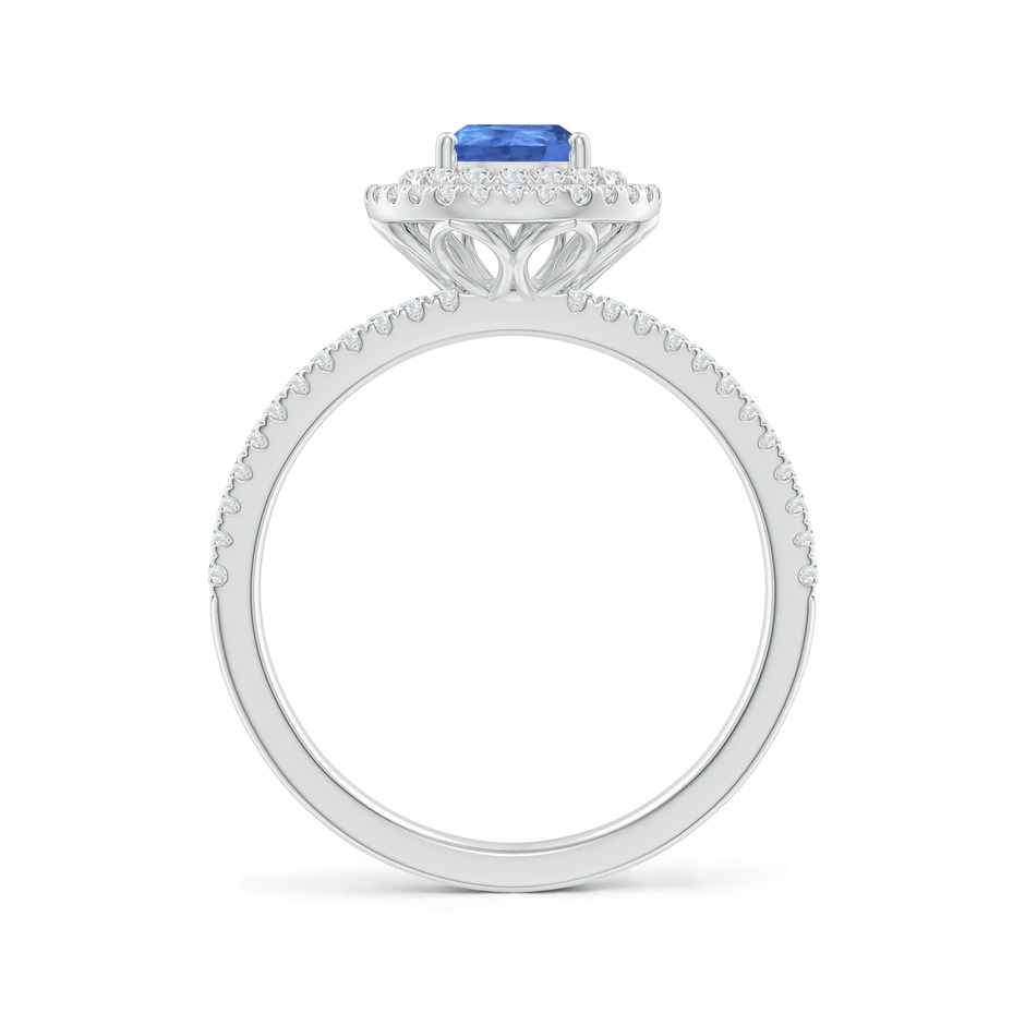 7x5mm AA Split Shank Pear Tanzanite and Diamond Double Halo Ring in White Gold side-1