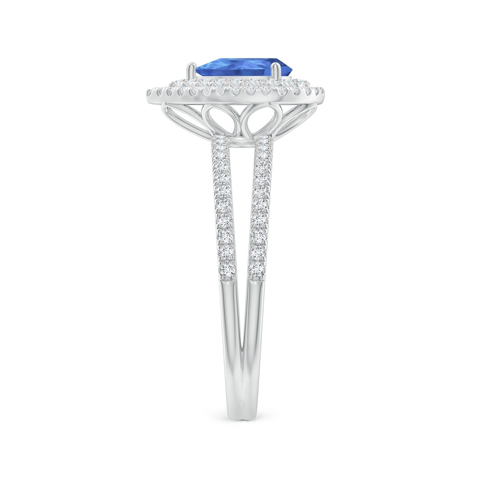 7x5mm AA Split Shank Pear Tanzanite and Diamond Double Halo Ring in White Gold side-2