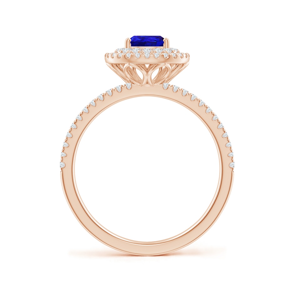 7x5mm AAAA Split Shank Pear Tanzanite and Diamond Double Halo Ring in Rose Gold side-1