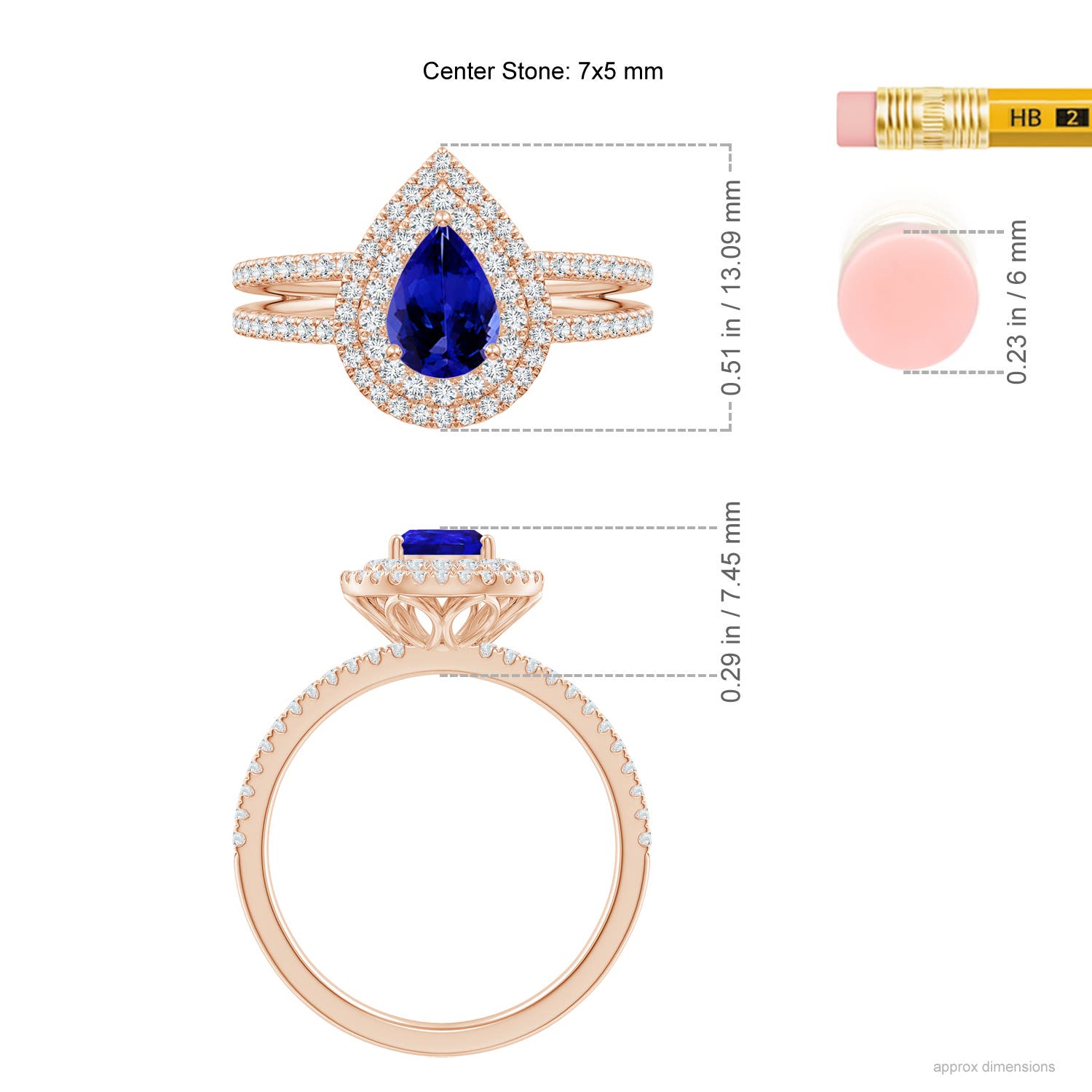 AAAA - Tanzanite / 1.07 CT / 14 KT Rose Gold