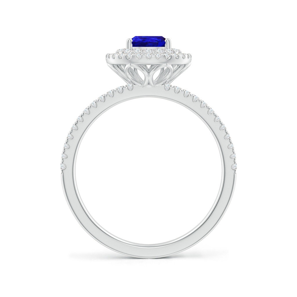 7x5mm AAAA Split Shank Pear Tanzanite and Diamond Double Halo Ring in White Gold Side-1