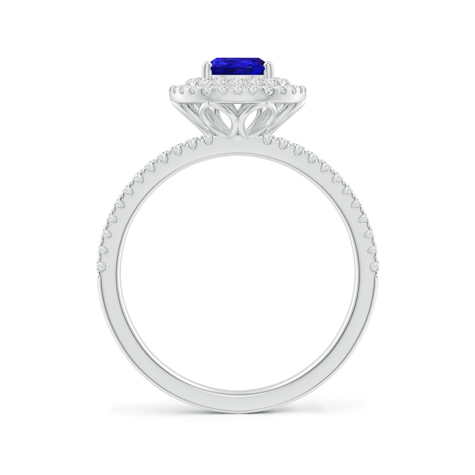 7x5mm AAAA Split Shank Pear Tanzanite and Diamond Double Halo Ring in White Gold side-1