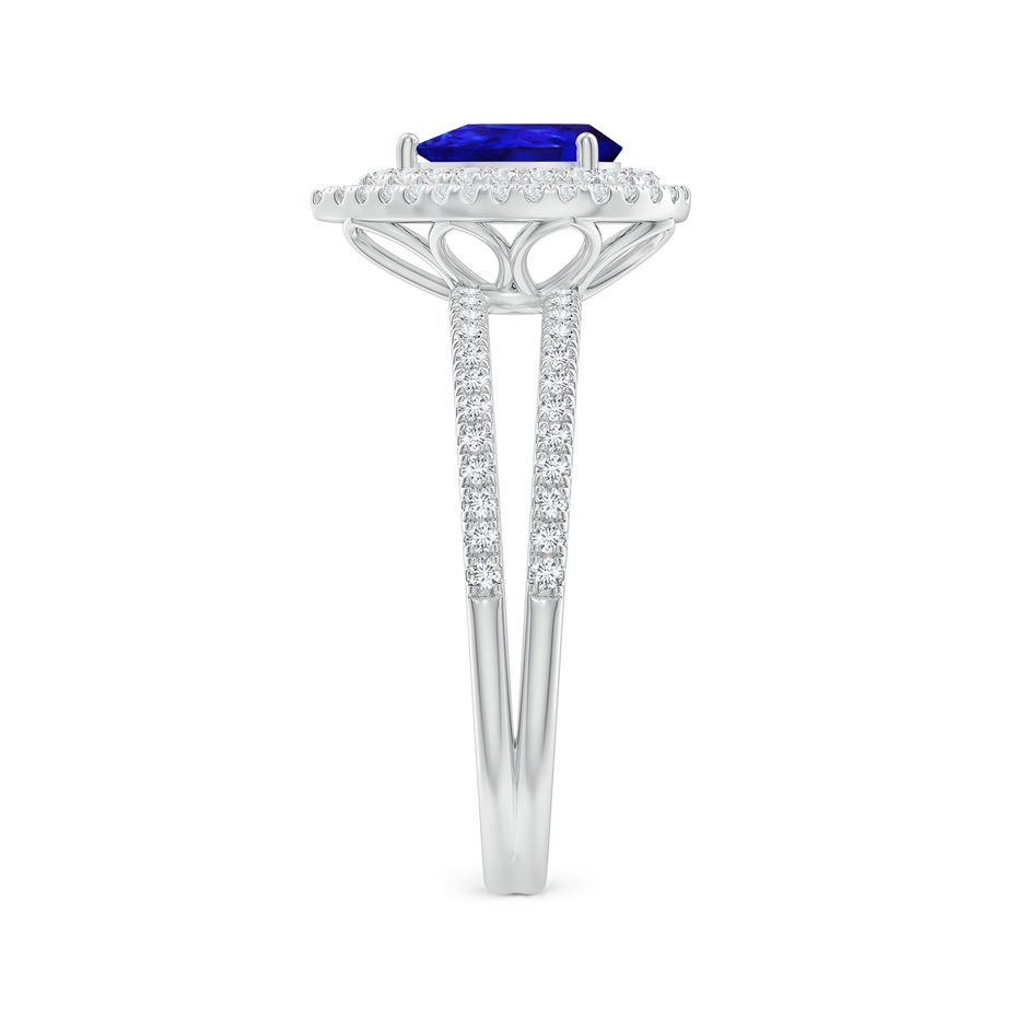 7x5mm AAAA Split Shank Pear Tanzanite and Diamond Double Halo Ring in White Gold side-2