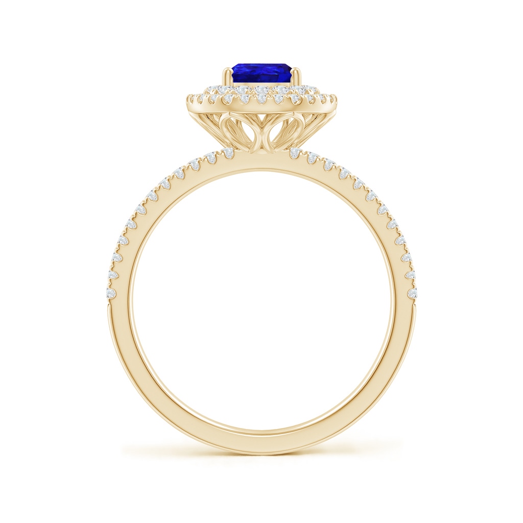 7x5mm AAAA Split Shank Pear Tanzanite and Diamond Double Halo Ring in Yellow Gold - side_1