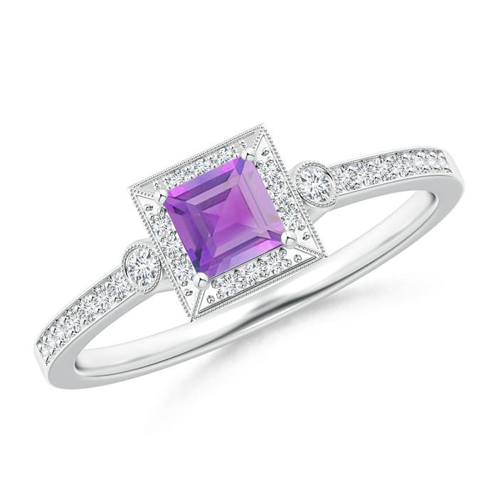 A - Amethyst / 0.49 CT / 14 KT White Gold