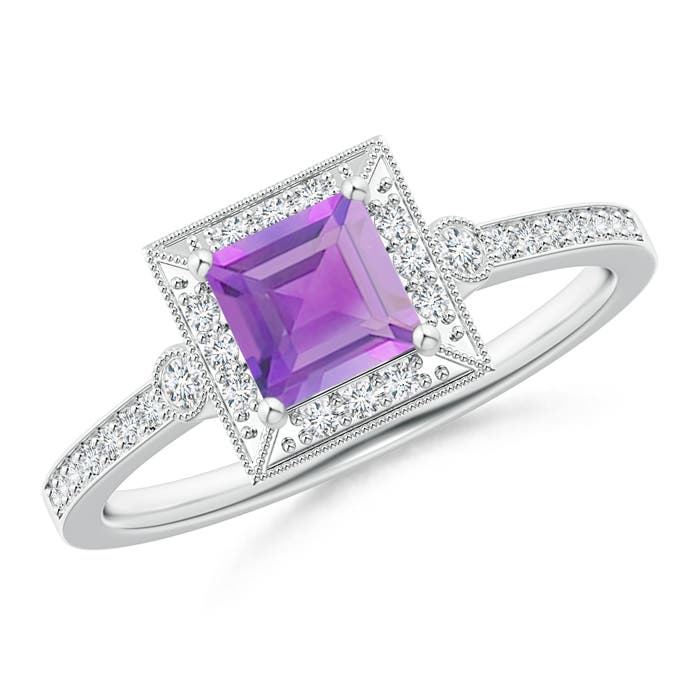 A - Amethyst / 0.87 CT / 14 KT White Gold