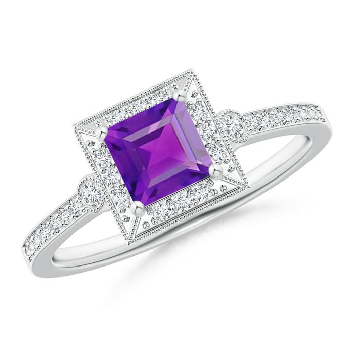 AA - Amethyst / 0.87 CT / 14 KT White Gold