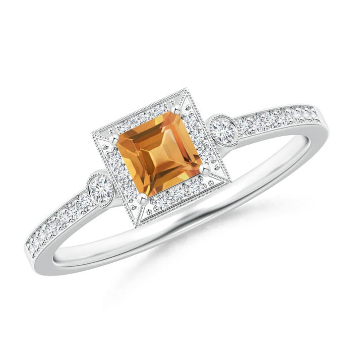 A - Citrine / 0.46 CT / 14 KT White Gold