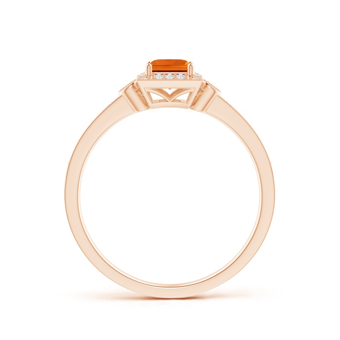 4mm AAAA Milgrain-Edged Square Citrine and Diamond Halo Ring in Rose Gold product image