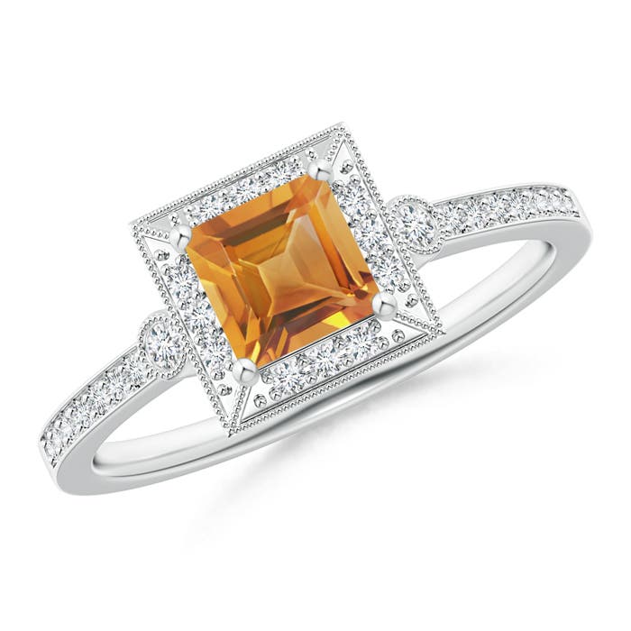 AA - Citrine / 0.77 CT / 14 KT White Gold